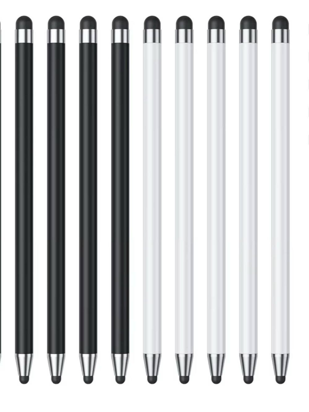 Universal Black and White Capacitive Stylus Pens for Touchscreens - 10 Pack
